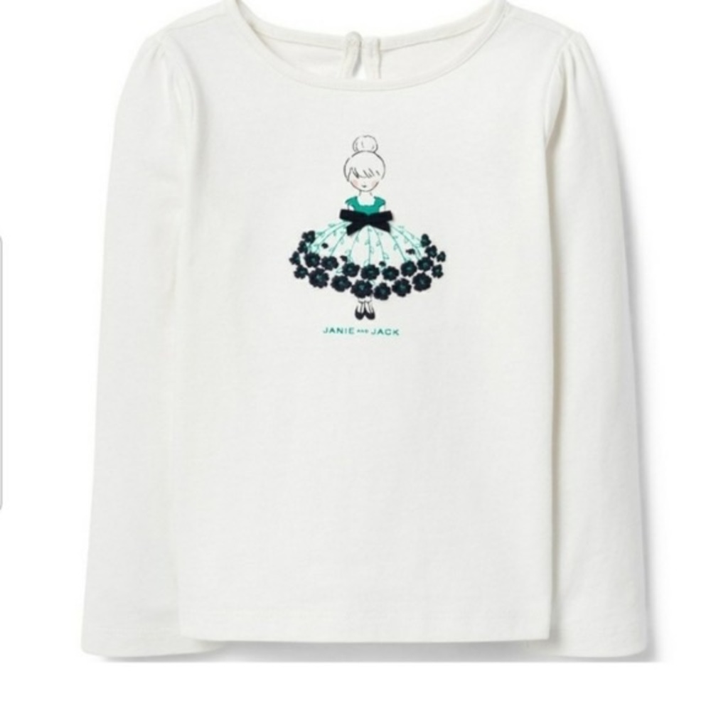 Janie and Jack blue floral embroidered long sleeve tee Size 3